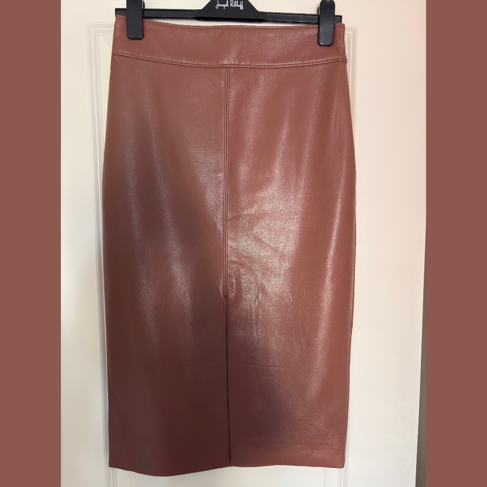 Brown Aritzia Vegan Leather Midi Skirt